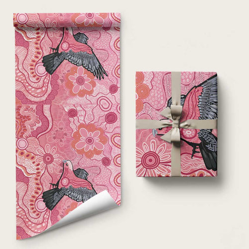 NAIDOC Week Aussie Indigenous Wrapping Paper Aboriginal Galah Bird Contemporary Art