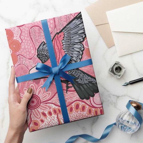 NAIDOC Week Aussie Indigenous Wrapping Paper Aboriginal Galah Bird Contemporary Art