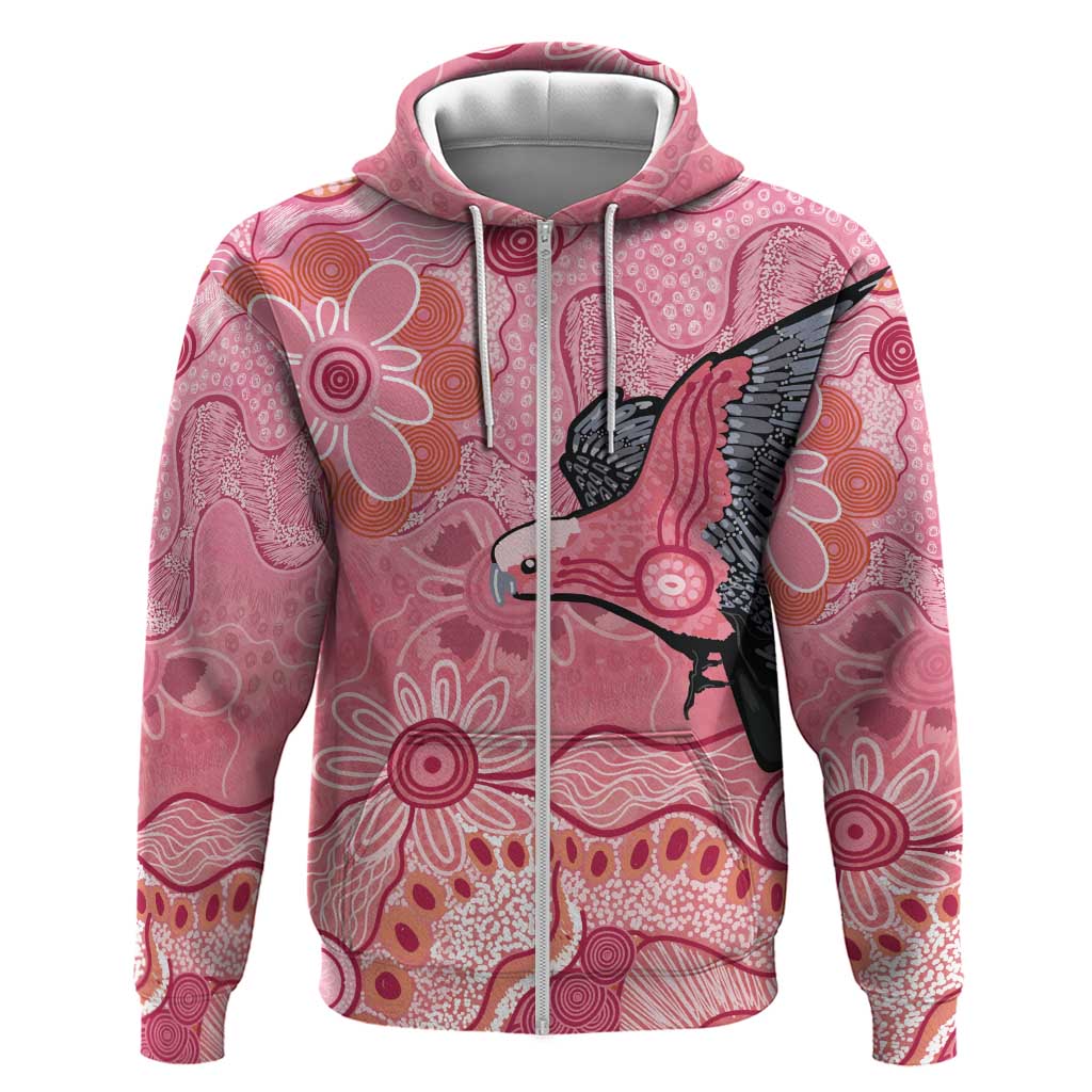NAIDOC Week Aussie Indigenous Zip Hoodie Aboriginal Galah Bird Contemporary Art