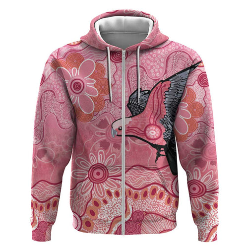 NAIDOC Week Aussie Indigenous Zip Hoodie Aboriginal Galah Bird Contemporary Art