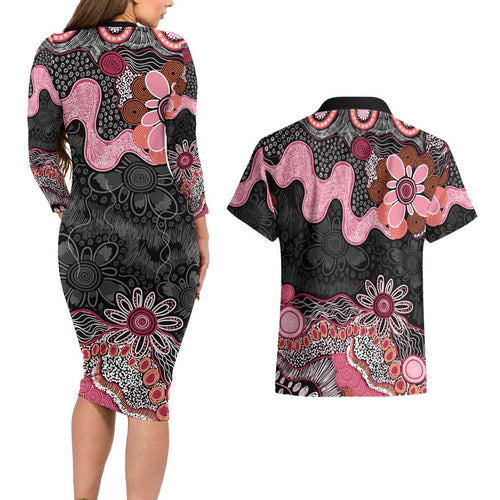 Australia NAIDOC Week 2026 Couples Matching Long Sleeve Bodycon Dress and Hawaiian Shirt Aboriginal Contemporary Art