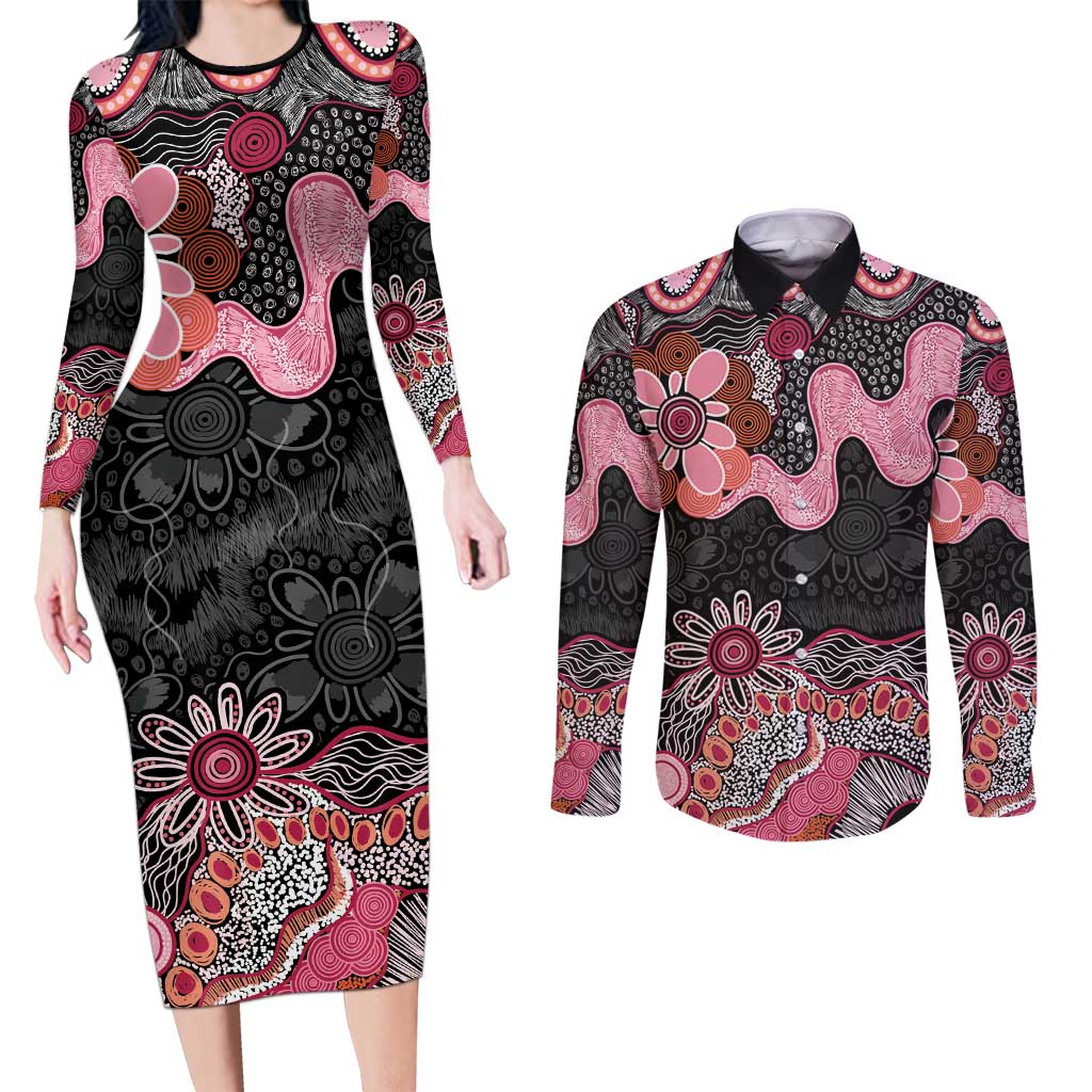 Australia NAIDOC Week 2026 Couples Matching Long Sleeve Bodycon Dress and Long Sleeve Button Shirt Aboriginal Contemporary Art