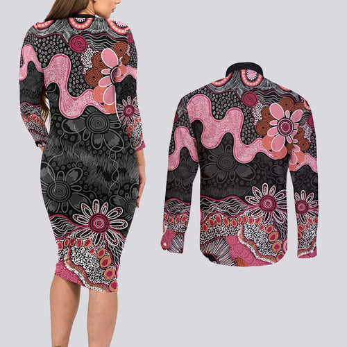 Australia NAIDOC Week 2026 Couples Matching Long Sleeve Bodycon Dress and Long Sleeve Button Shirt Aboriginal Contemporary Art