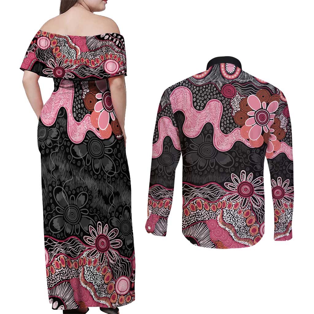 Australia NAIDOC Week 2026 Couples Matching Off Shoulder Maxi Dress and Long Sleeve Button Shirt Aboriginal Contemporary Art