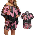 Australia NAIDOC Week 2026 Couples Matching Off Shoulder Short Dress and Hawaiian Shirt Aboriginal Contemporary Art