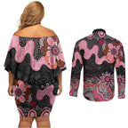Australia NAIDOC Week 2026 Couples Matching Off Shoulder Short Dress and Long Sleeve Button Shirt Aboriginal Contemporary Art