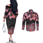 Australia NAIDOC Week 2026 Couples Matching Off The Shoulder Long Sleeve Dress and Long Sleeve Button Shirt Aboriginal Contemporary Art