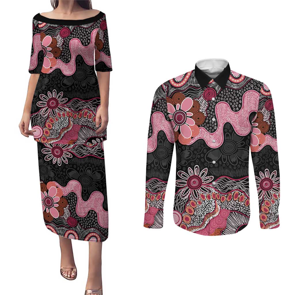 Australia NAIDOC Week 2026 Couples Matching Puletasi and Long Sleeve Button Shirt Aboriginal Contemporary Art
