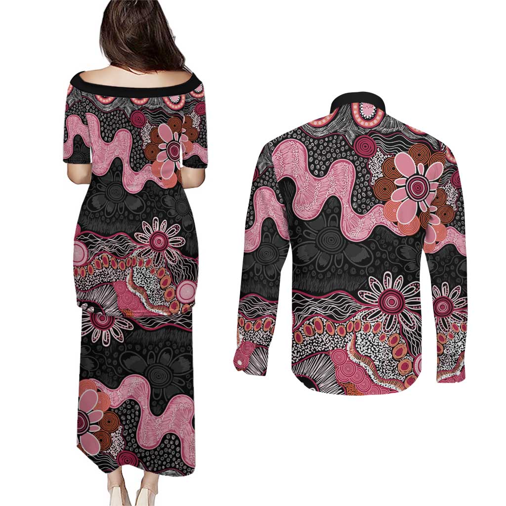 Australia NAIDOC Week 2026 Couples Matching Puletasi and Long Sleeve Button Shirt Aboriginal Contemporary Art
