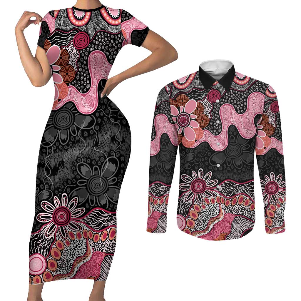 Australia NAIDOC Week 2026 Couples Matching Short Sleeve Bodycon Dress and Long Sleeve Button Shirt Aboriginal Contemporary Art