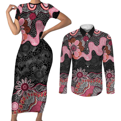 Australia NAIDOC Week 2026 Couples Matching Short Sleeve Bodycon Dress and Long Sleeve Button Shirt Aboriginal Contemporary Art