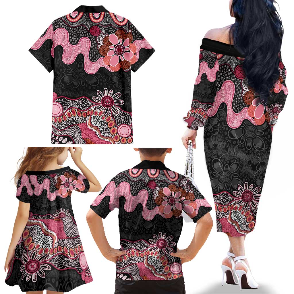 Australia NAIDOC Week 2026 Family Matching Off The Shoulder Long Sleeve Dress and Hawaiian Shirt Aboriginal Contemporary Art