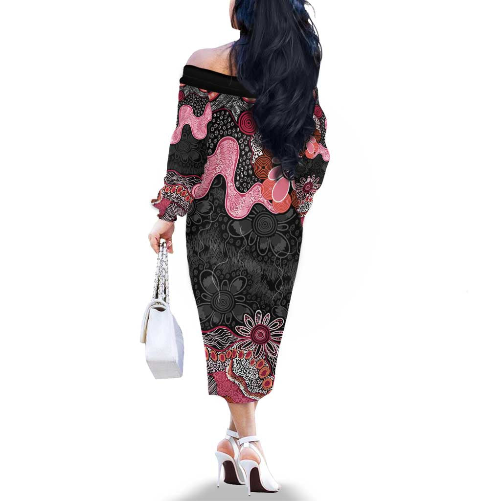 Australia NAIDOC Week 2026 Family Matching Off The Shoulder Long Sleeve Dress and Hawaiian Shirt Aboriginal Contemporary Art