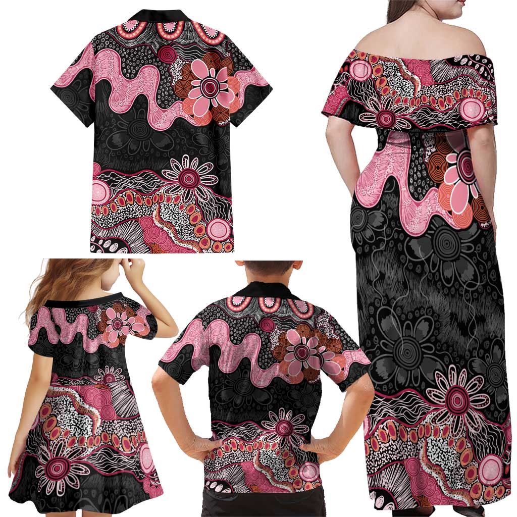 Australia NAIDOC Week 2026 Family Matching Off Shoulder Maxi Dress and Hawaiian Shirt Aboriginal Contemporary Art