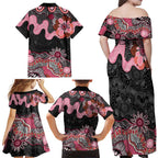 Australia NAIDOC Week 2026 Family Matching Off Shoulder Maxi Dress and Hawaiian Shirt Aboriginal Contemporary Art