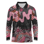 Australia NAIDOC Week 2026 Long Sleeve Polo Shirt Aboriginal Contemporary Art