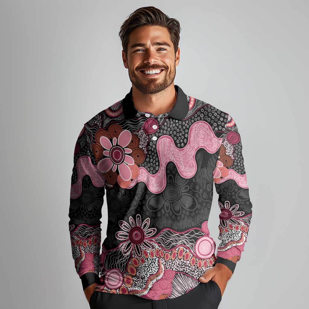 Australia NAIDOC Week 2026 Long Sleeve Polo Shirt Aboriginal Contemporary Art