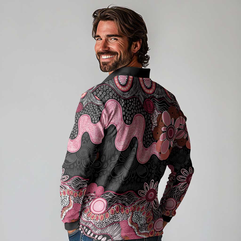 Australia NAIDOC Week 2026 Long Sleeve Polo Shirt Aboriginal Contemporary Art