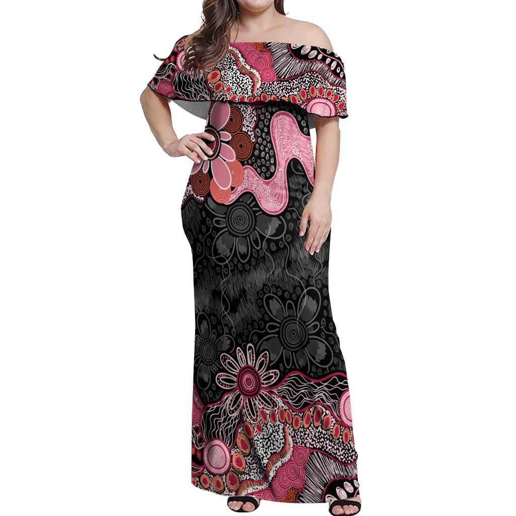 Australia NAIDOC Week 2026 Off Shoulder Maxi Dress Aboriginal Contemporary Art