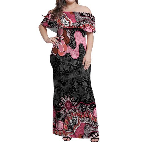 Australia NAIDOC Week 2026 Off Shoulder Maxi Dress Aboriginal Contemporary Art