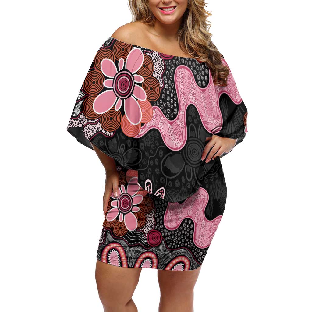 Australia NAIDOC Week 2026 Off Shoulder Short Dress Aboriginal Contemporary Art