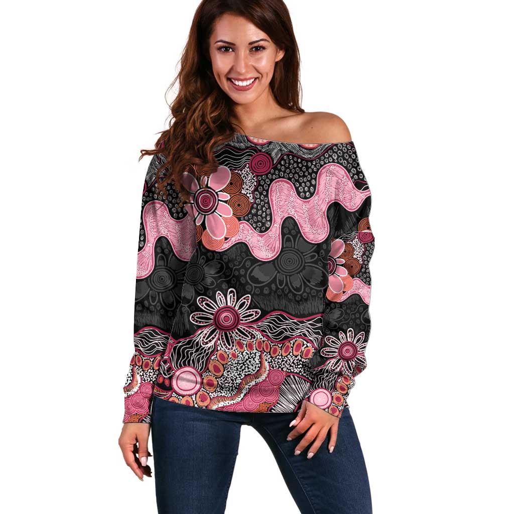 Australia NAIDOC Week 2026 Off Shoulder Sweater Aboriginal Contemporary Art