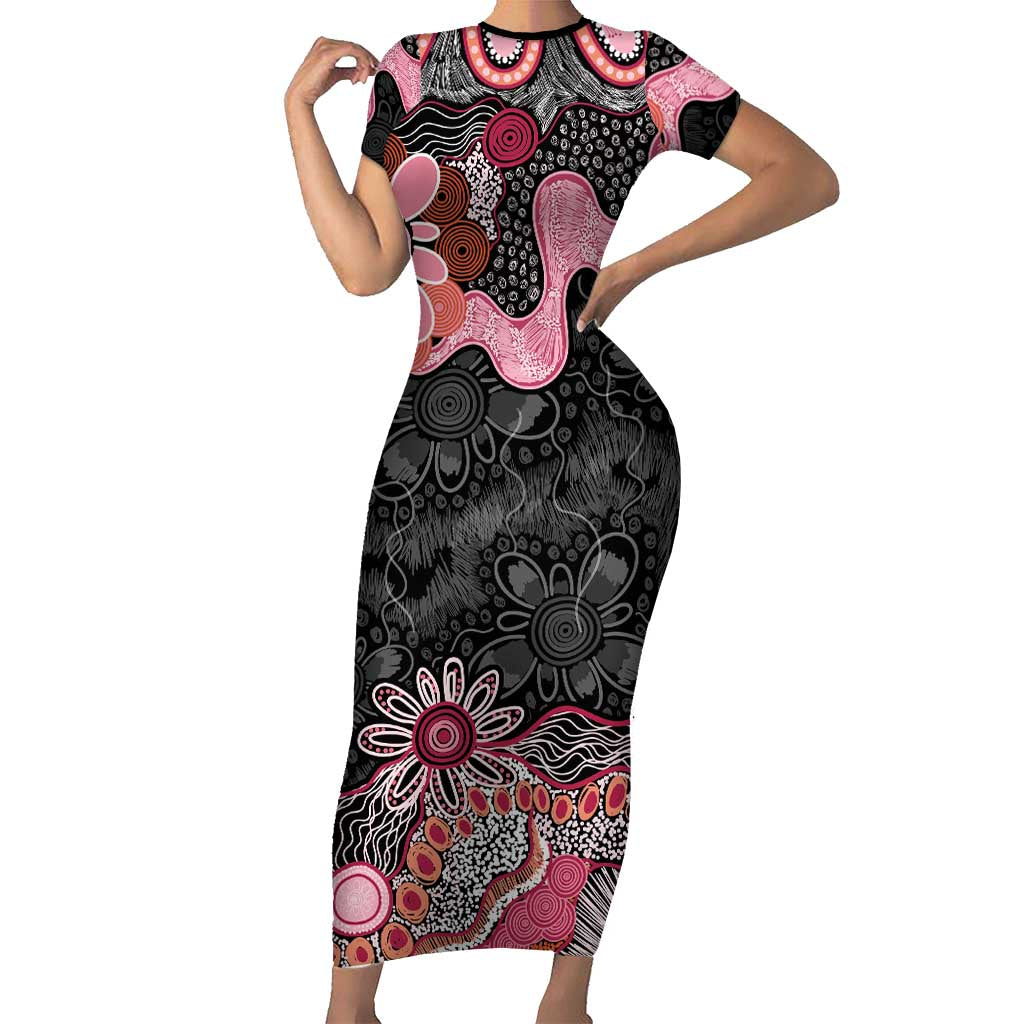 Australia NAIDOC Week 2026 Short Sleeve Bodycon Dress Aboriginal Contemporary Art