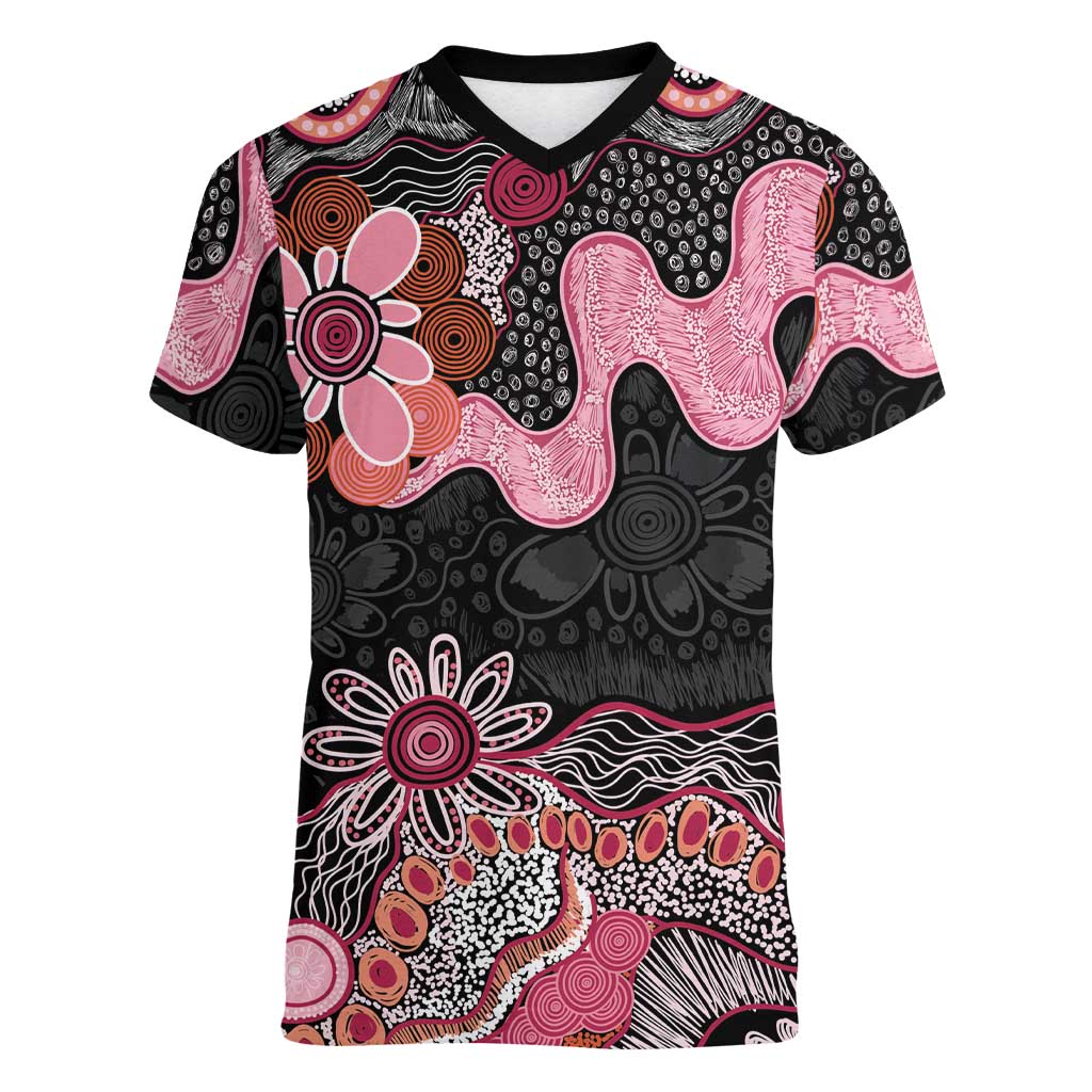 Australia NAIDOC Week 2026 Women V-Neck T-Shirt Aboriginal Contemporary Art
