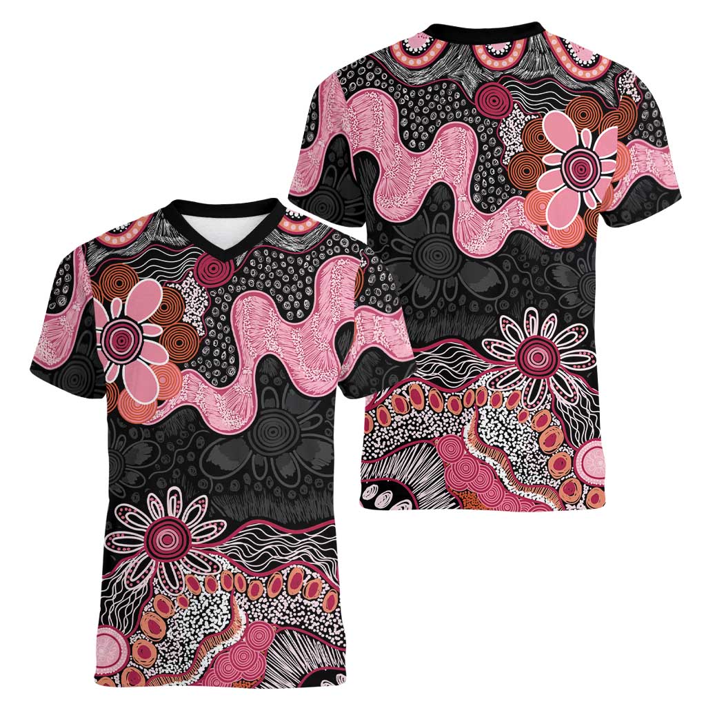 Australia NAIDOC Week 2026 Women V-Neck T-Shirt Aboriginal Contemporary Art