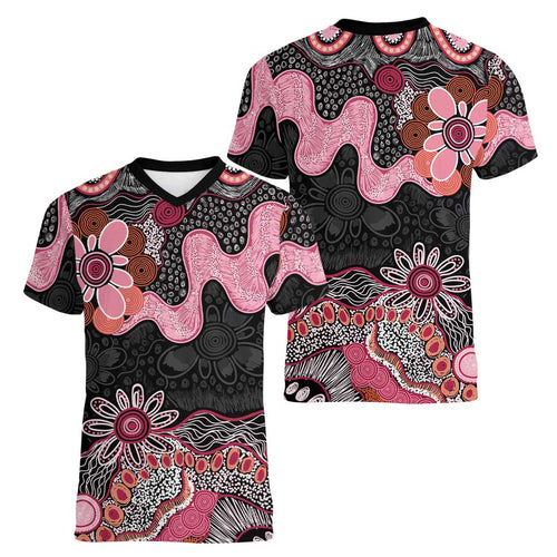 Australia NAIDOC Week 2026 Women V-Neck T-Shirt Aboriginal Contemporary Art