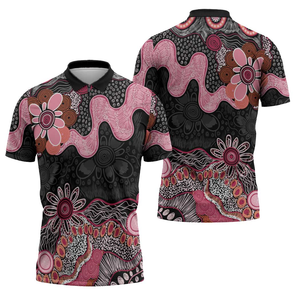 Australia NAIDOC Week 2026 Zipper Polo Shirt Aboriginal Contemporary Art
