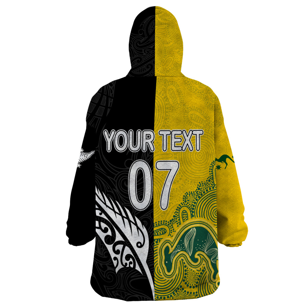 Personalised Matildas Mix Football Ferns Wearable Blanket Hoodie 2023 World Cup Aboriginal Tribal Style LT7
