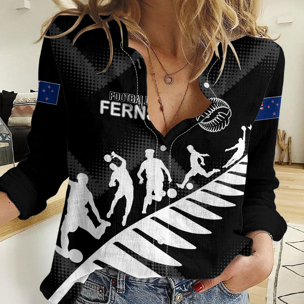 Personalised New Zealand Football Ferns Women Casual Shirt Women World Cup 2023 Sporty Vibes LT7