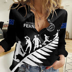 Personalised New Zealand Football Ferns Women Casual Shirt Women World Cup 2023 Sporty Vibes LT7