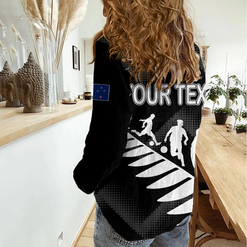 Personalised New Zealand Football Ferns Women Casual Shirt Women World Cup 2023 Sporty Vibes LT7
