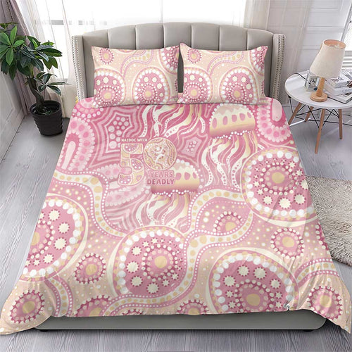 Pastel NAIDOC Week 2026 First Nations Indigenous Bedding Set Jellyfish
