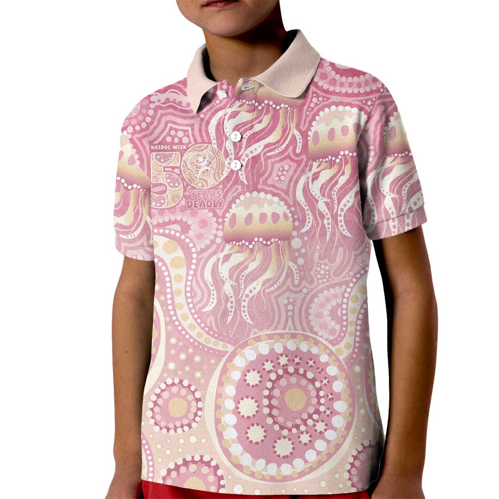 Pastel NAIDOC Week 2026 First Nations Indigenous Kid Polo Shirt Jellyfish