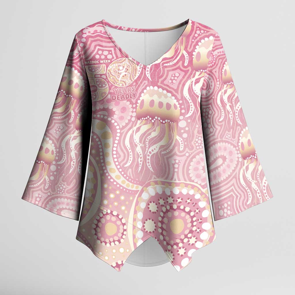 Pastel NAIDOC Week 2026 First Nations Indigenous Kimono Sleeve Blouse Jellyfish