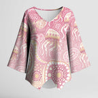 Pastel NAIDOC Week 2026 First Nations Indigenous Kimono Sleeve Blouse Jellyfish