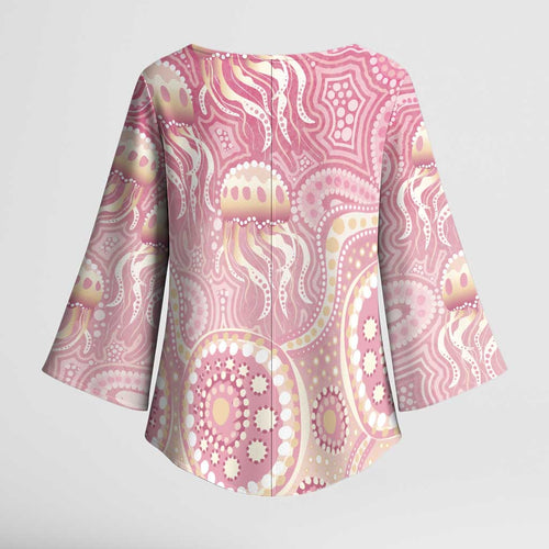 Pastel NAIDOC Week 2026 First Nations Indigenous Kimono Sleeve Blouse Jellyfish