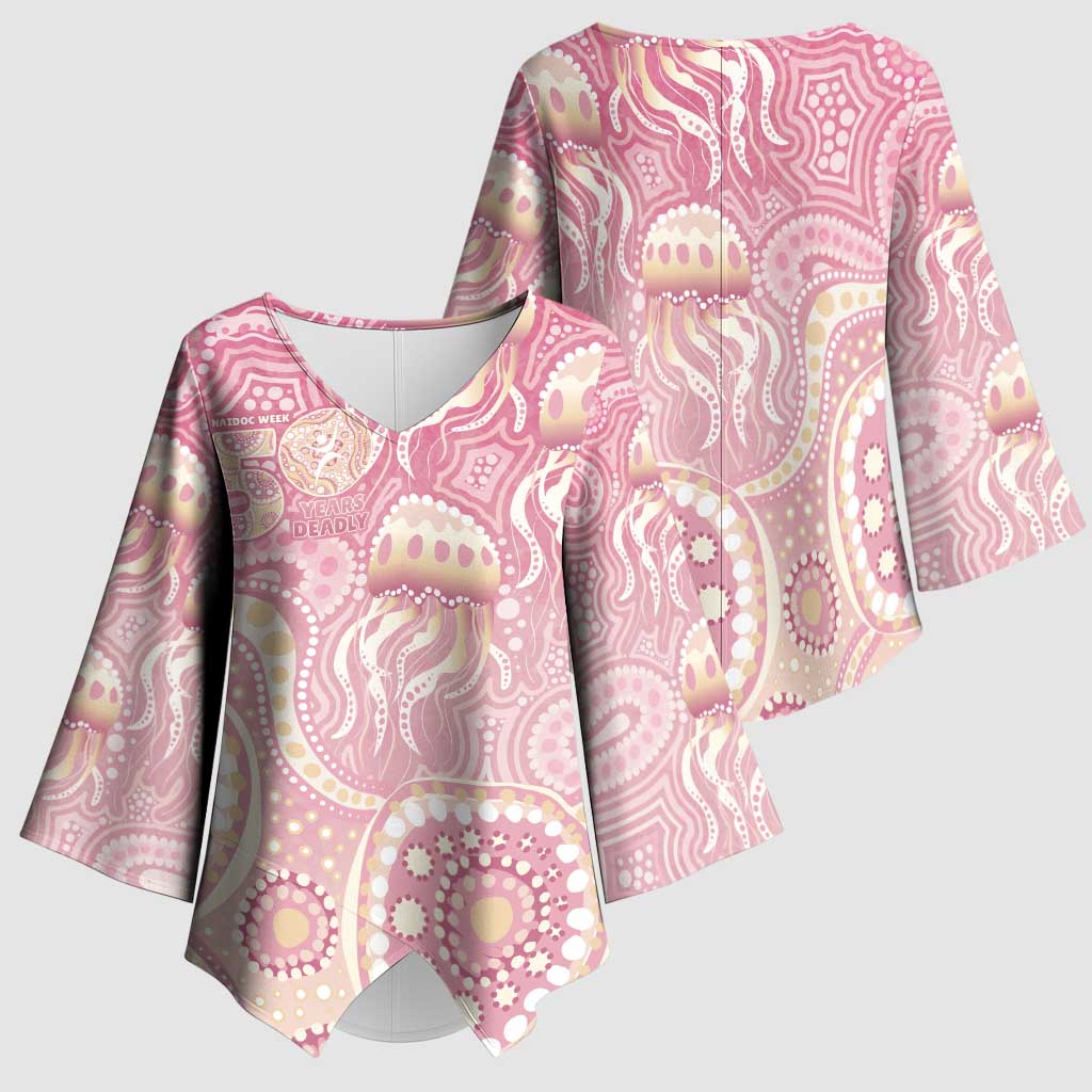 Pastel NAIDOC Week 2026 First Nations Indigenous Kimono Sleeve Blouse Jellyfish