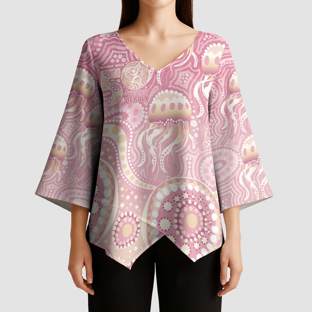 Pastel NAIDOC Week 2026 First Nations Indigenous Kimono Sleeve Blouse Jellyfish