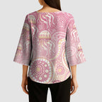 Pastel NAIDOC Week 2026 First Nations Indigenous Kimono Sleeve Blouse Jellyfish
