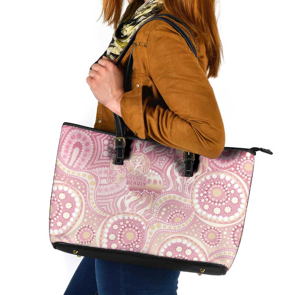Pastel NAIDOC Week 2026 First Nations Indigenous Leather Tote Bag Jellyfish