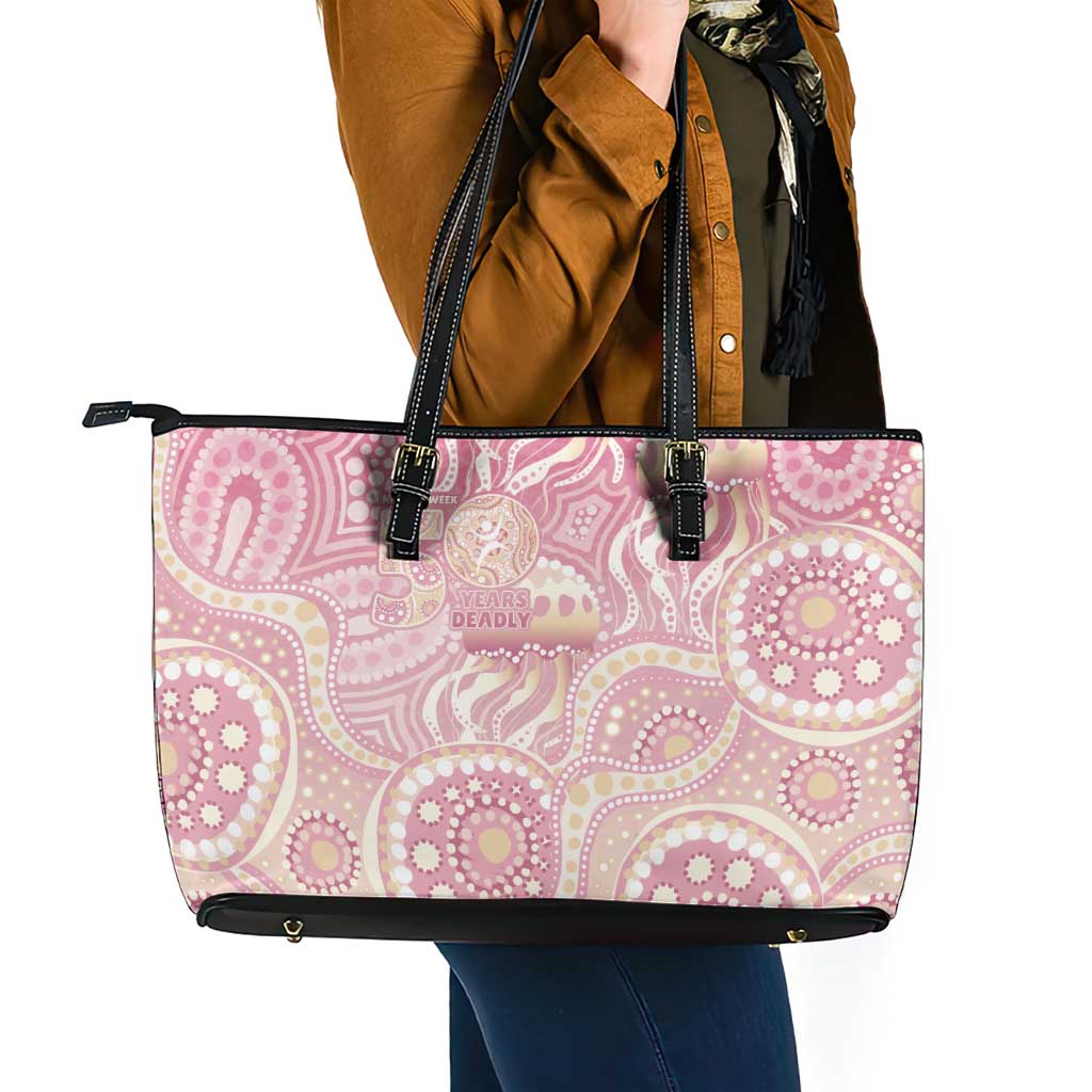 Pastel NAIDOC Week 2026 First Nations Indigenous Leather Tote Bag Jellyfish