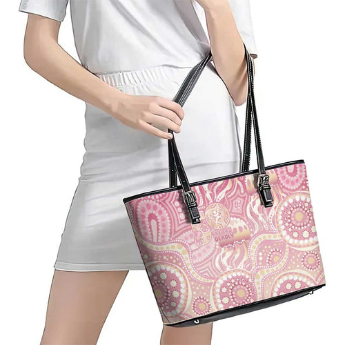 Pastel NAIDOC Week 2026 First Nations Indigenous Leather Tote Bag Jellyfish