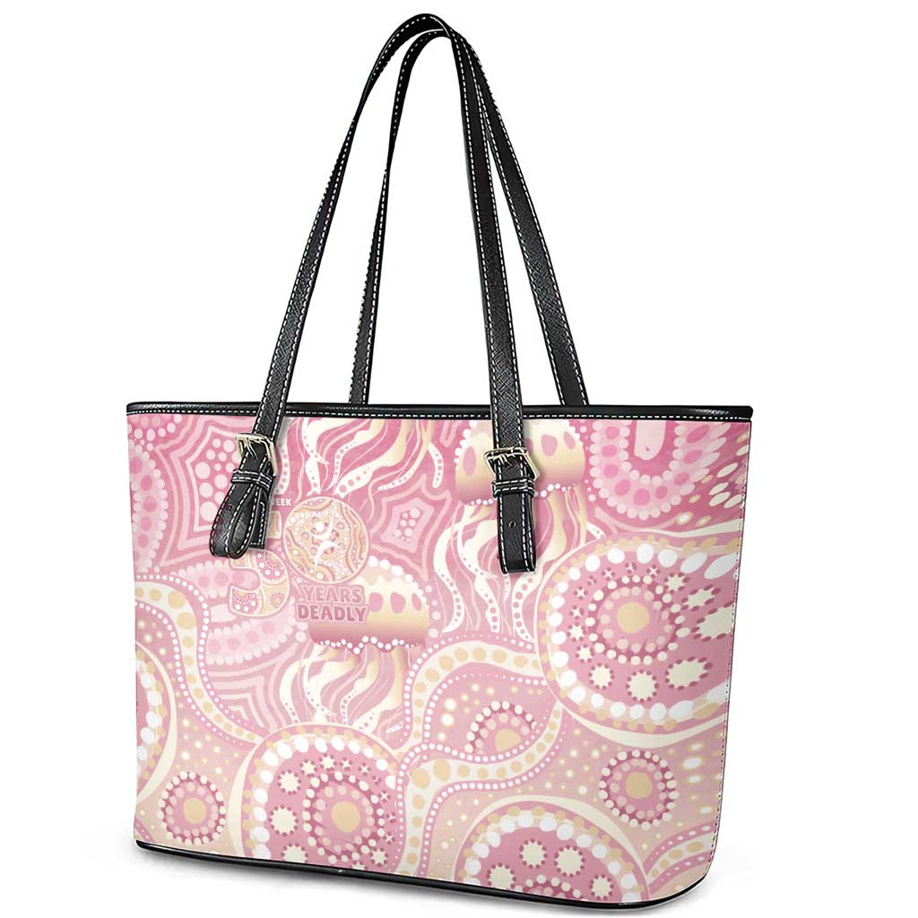Pastel NAIDOC Week 2026 First Nations Indigenous Leather Tote Bag Jellyfish