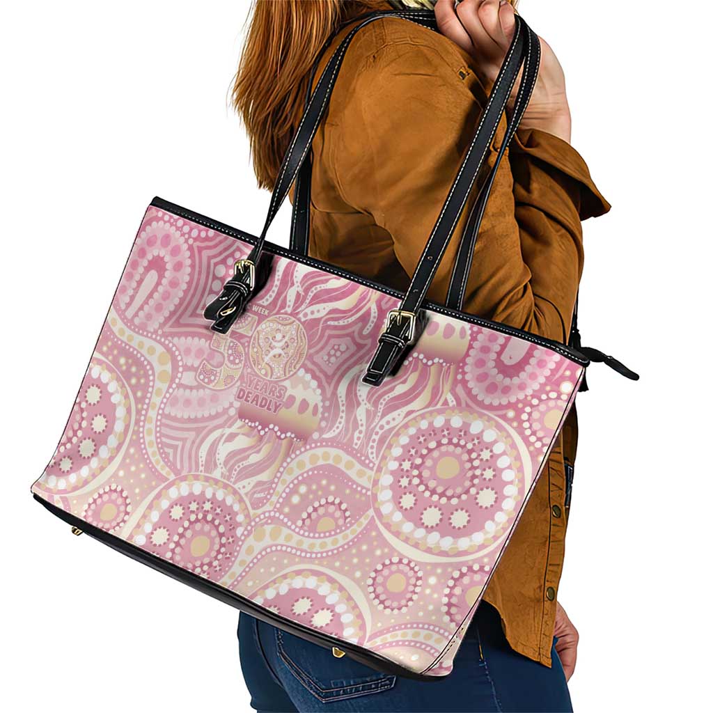 Pastel NAIDOC Week 2026 First Nations Indigenous Leather Tote Bag Jellyfish