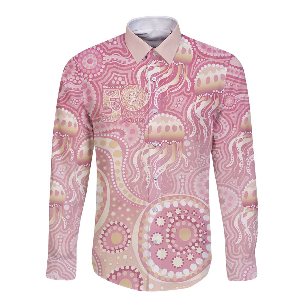 Pastel NAIDOC Week 2026 First Nations Indigenous Long Sleeve Button Shirt Jellyfish