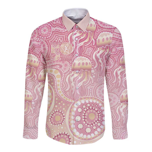 Pastel NAIDOC Week 2026 First Nations Indigenous Long Sleeve Button Shirt Jellyfish